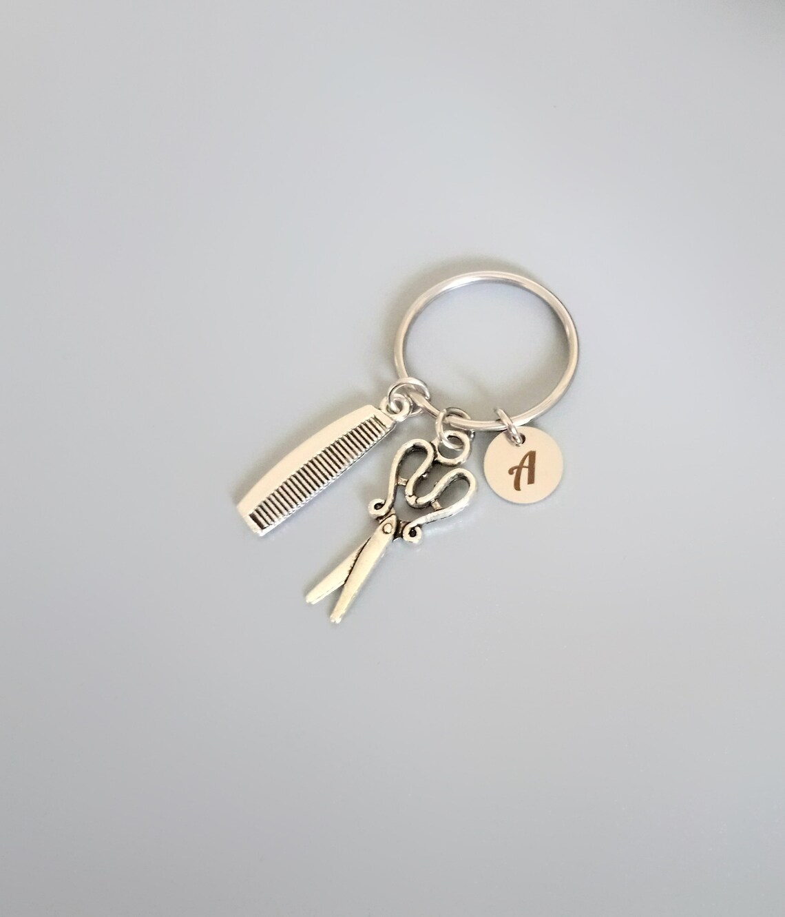 Hairdresser Keychain Personalized Scissors Comb Keyring Hair Etsy