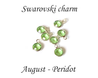 AUGUST Peridot, Swarovski Crystal  Channel Charm