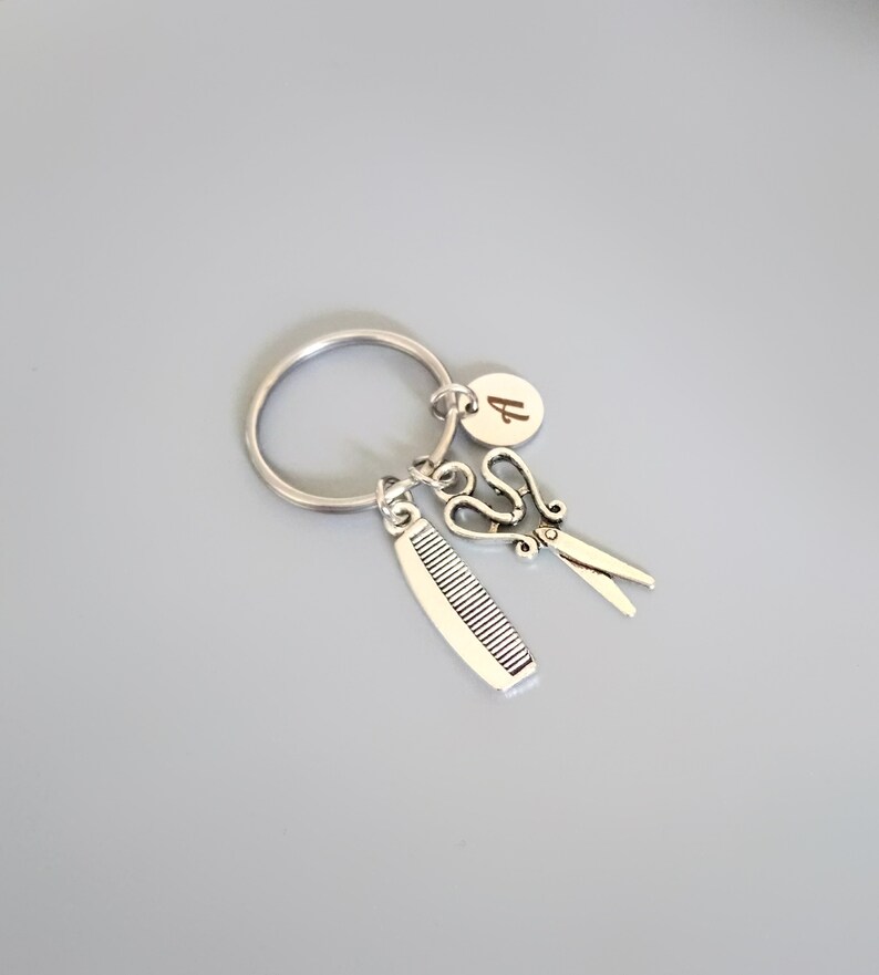 Hairdresser Keychain Personalized Scissors Comb Keyring Hair Etsy