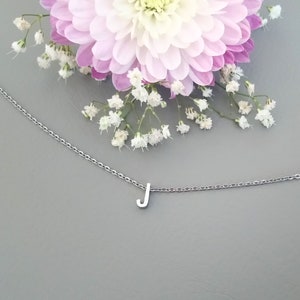 Stainless steel initial necklace "J", Personalized jewelry, Wedding gift, Bridal shower gift