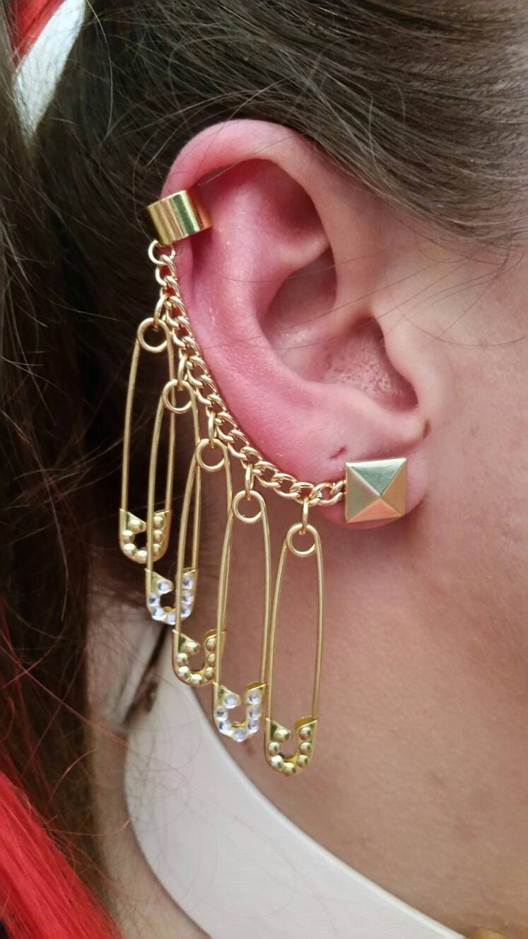 Harley Quinn Earrings 2 CZ 3 Gold Octagon Embellished Etsy