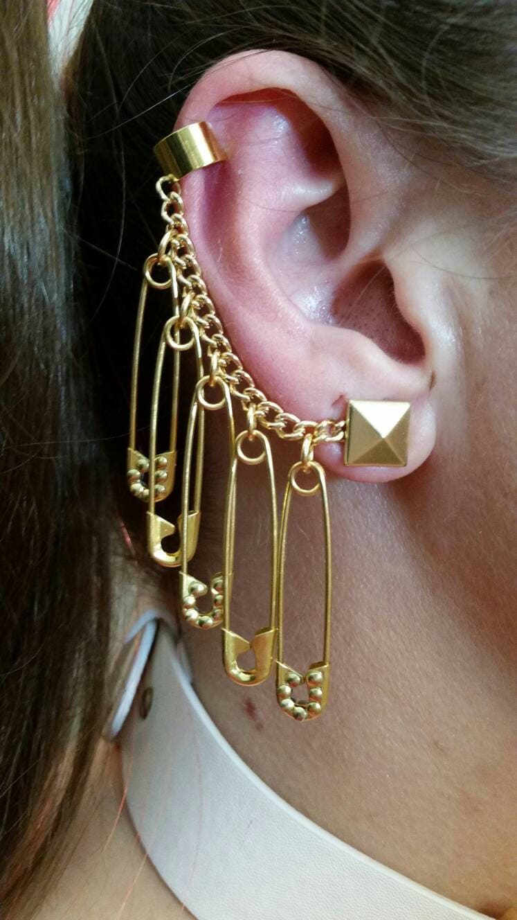 Harley Quinn Earrings 3 Gold Octogon Embellished & 2 Plain Etsy