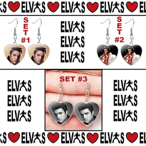 Elvis Earrings King Of Rock & Roll Earrings FREE 30MM Brooch / Lapel Pin W/Each Purchase Elvis Presley Stainless Steel Earrings Sweet Gift