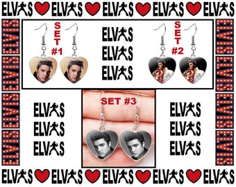 Elvis Earrings King Of Rock & Roll Earrings FREE 30MM Brooch / Lapel Pin W/Each Purchase Elvis Presley Stainless Steel Earrings Sweet Gift