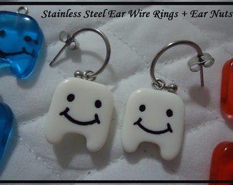 5) Pairs Hygienist Earrings Ball Wire Ear Rings Interchangeable Earrings Stainless Steel Earrings Acrylic Teeth Earrings Match Ur Outfit