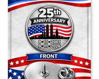 9/11 Never Forget 25th Anniversary Pin • Remembrance 9/11 Tie Tack • 25th Memorial 9/11 Anniversary • Twin Towers 2001 - 2026 Sweet Tie Tack
