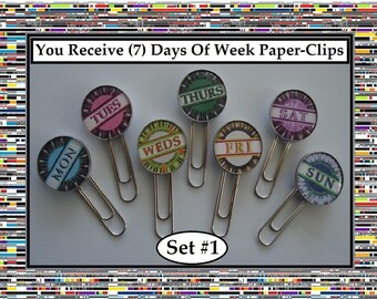 Days Of The Week Paper Clips (7) Notebook Custom Paper Clips Journal Paper Clips Memo Paper Clips Specialty Paper Clips Awesome Office Gift