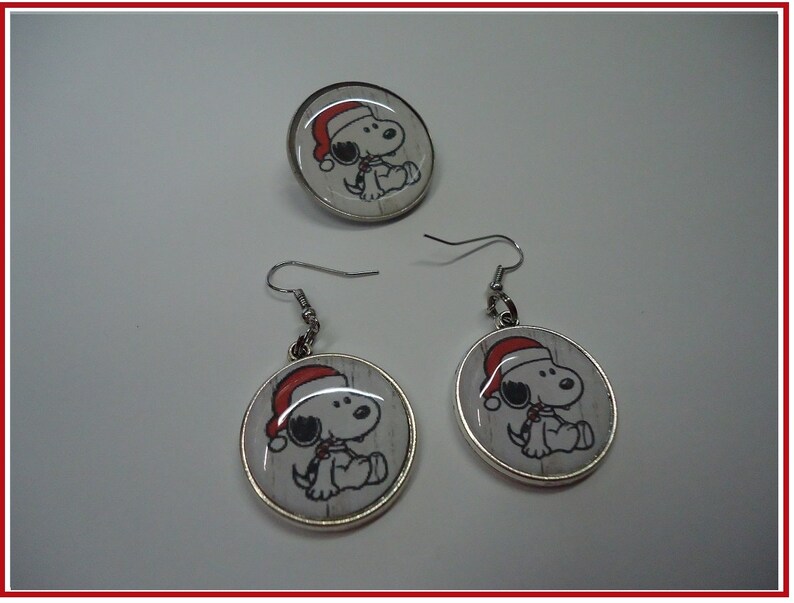 Snoopy Earrings Graphics On Both Sides Double Sided 20MM or 1 Plus FREE 30MM Brooch Lapel Pin With Each Purchase Stainless Steel