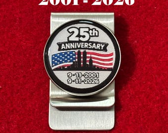 9/11 Money Clip • 9/11 Never Forget 25th Anniversary Earrings  • 25th Memorial 9/11 Anniversary • Memorial Twin Towers 2001 - 2026 9/11 gift