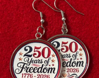 Pendientes del 250.º aniversario • Pendientes All American Freedom • Pendientes de celebración del 250.º aniversario Muestre su orgullo por Estados Unidos 1776-2026