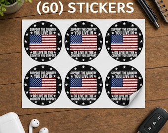 Support Your Country Stickers • USA Flag Sticker Labels • Envelope Stickers • American USA Sticker Seals • Show Your Support Stickers