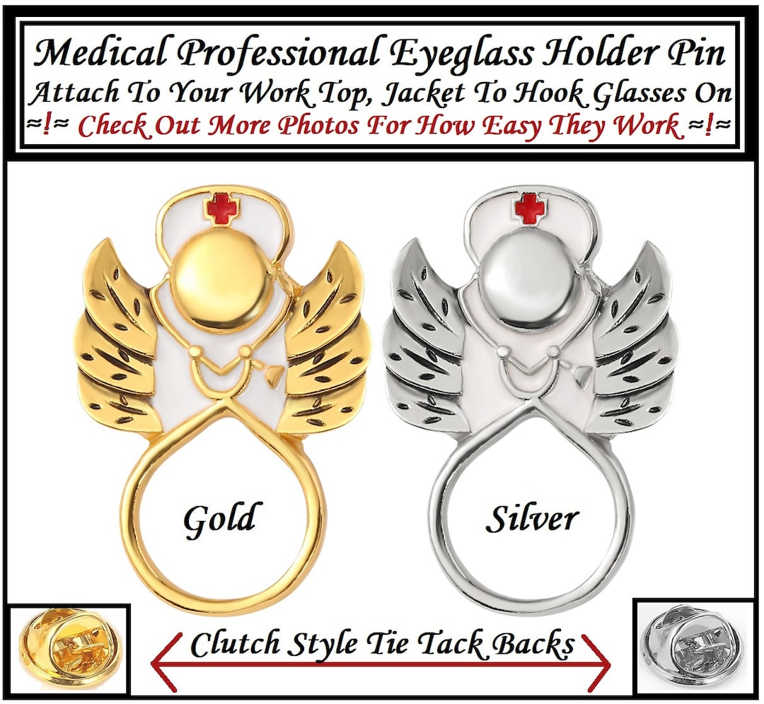 Nurse Eyeglass Holder Pin Tie Tack Style on Back Medical Eyeglass Pin