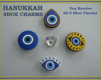 Hanukkah Shoe Charms Kids Clog Shoe Charms (5) Jewish Shoe Charms Soft Silicone Religious Shoe Charms Kids Shoe Charms Kids Flip Flop Sandal