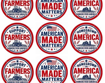 Support Local Farmers Stickers • American Made Matters Sticker Seals • Homegrown In America Stickers • Farmers Feed America USA Flag Sticker