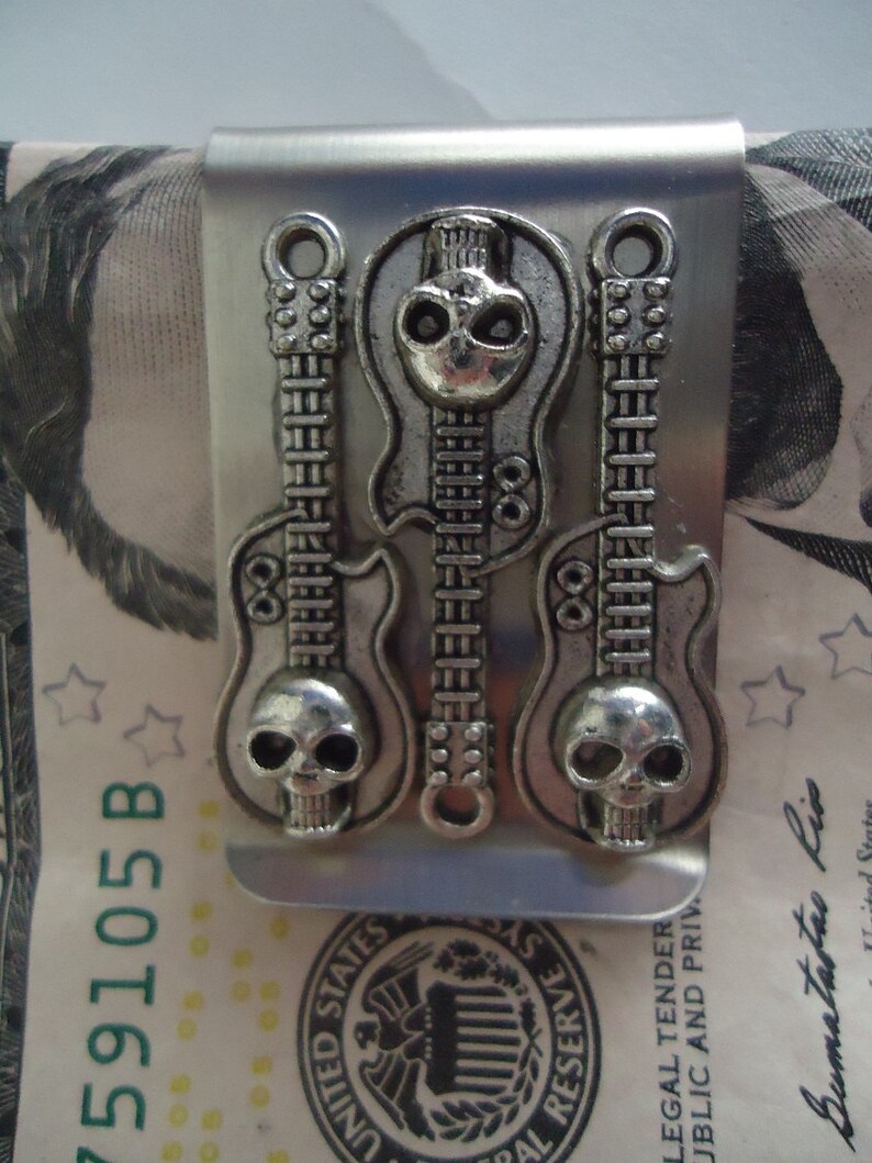 Skull Head Money Clip Stainless Steel Guitar Skull Bones Money Clip Stainless Steel Skull Money Clip Dad Gift Hold Money So You Don/'t Loose