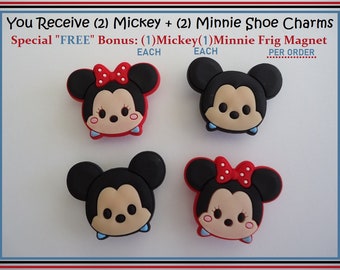 Mickey Mouse Shoe Charms Kids Clog Shoe Charms Minnie Shoe Charms (2) "FREE" Disney Mickey Magnets With Each Order Kids Flip Flops Sandals
