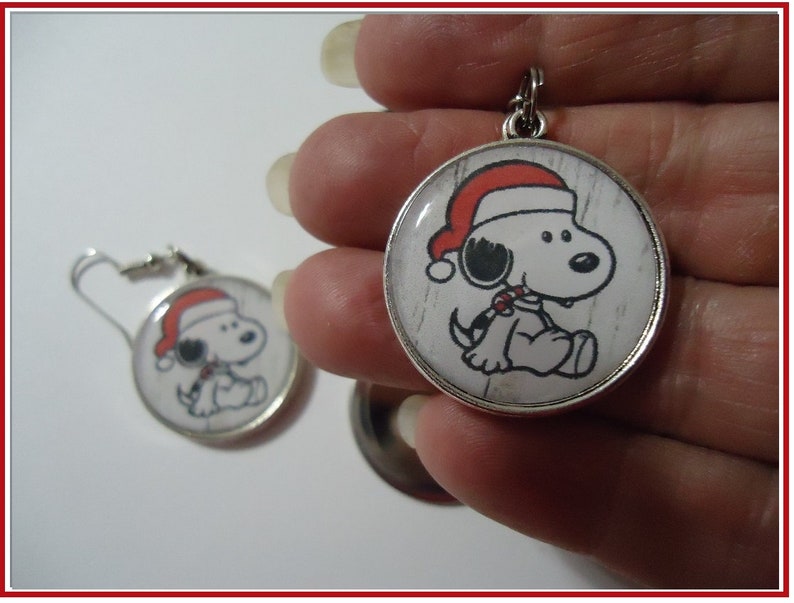 Snoopy Earrings Graphics On Both Sides Double Sided 20MM or 1 Plus FREE 30MM Brooch Lapel Pin With Each Purchase Stainless Steel