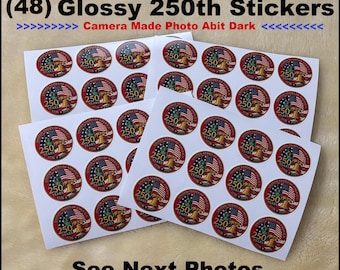 250th Anniversary Stickers • Historic Celebration Sticker Labels • 250th Anniversary Envelope Stickers • American Stickers USA Flag Sticker
