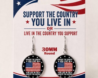Support America Earrings • Support Your Country Earrings • Red White & Blue Earrings • USA Flag Earrings • Americana USA Earring Or Stickers