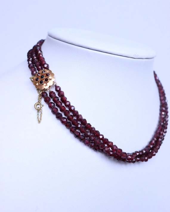 Vintage Faceted Garnet Set of Necklace / Choker a… - image 7