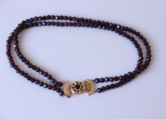 Antique Vintage Bohemian Faceted Garnet Choker Ne… - image 2