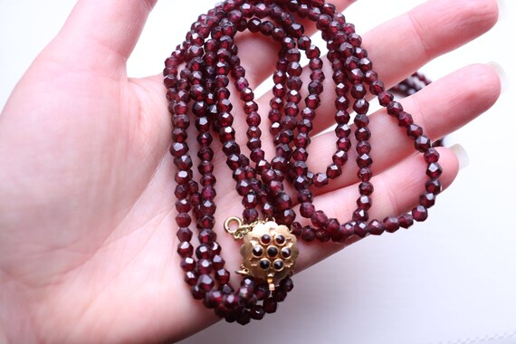 Vintage Faceted Garnet Set of Necklace / Choker a… - image 5
