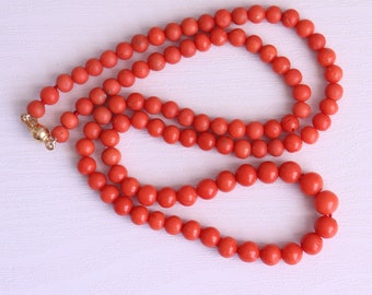 Vintage Coral Necklace Undyed Coral Beads Salmon Color