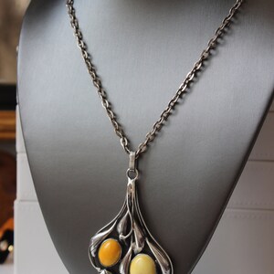 Collier En Ambre Et Argent 925 - Couleurs Jaune D'œuf Et Cognac, Neuf Sans Boîte