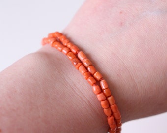 2 Coral Strands for Bracelet Natural Undyed Coral Beads 6gr