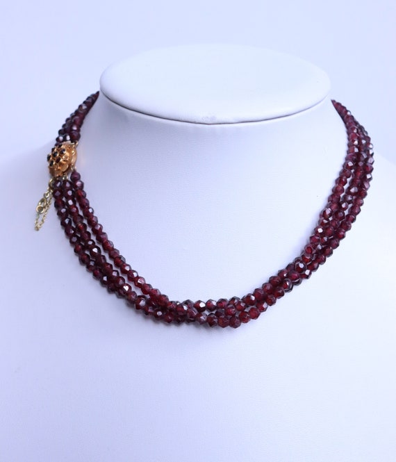 Vintage Faceted Garnet Set of Necklace / Choker a… - image 8