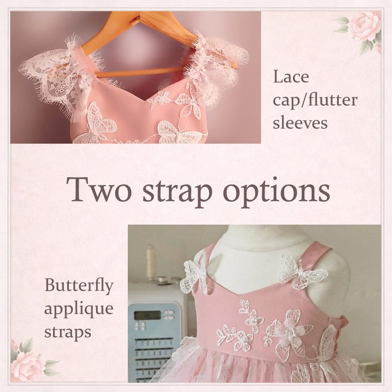 Patrón de costura para vestido de mariposa en PDF, corte imperio, para niñas de 6 meses a 10 años imagen 5