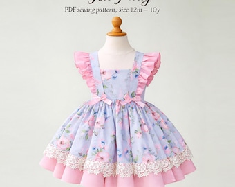 Patron de couture robe de soirée pour le thé, robe de Pâques pour enfants PDF