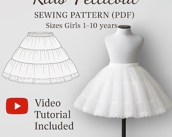 Kids Puff Petticoat Sewing Pattern (1–10Y) – PDF + Video Tutorial