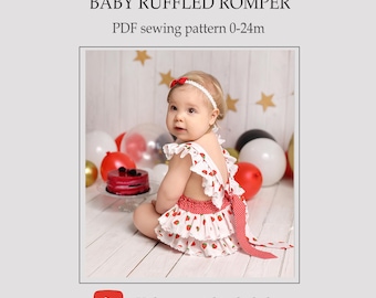 Baby ruffled romper PDF sewing pattern 0-24m
