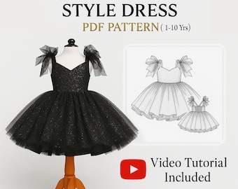 Princess style dress for girls PDF sewing pattern