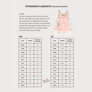 Patrón de costura para vestido de mariposa en PDF, corte imperio, para niñas de 6 meses a 10 años imagen 8