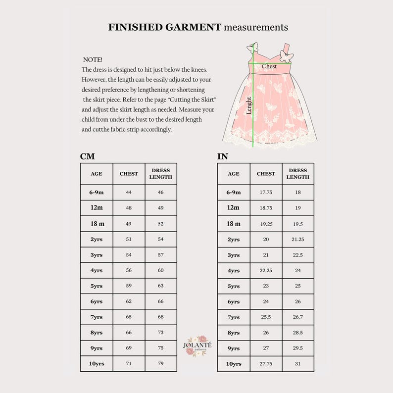 Patrón de costura para vestido de mariposa en PDF, corte imperio, para niñas de 6 meses a 10 años imagen 8