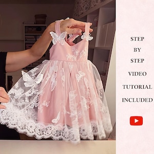 Patrón de costura para vestido de mariposa en PDF, corte imperio, para niñas de 6 meses a 10 años imagen 2