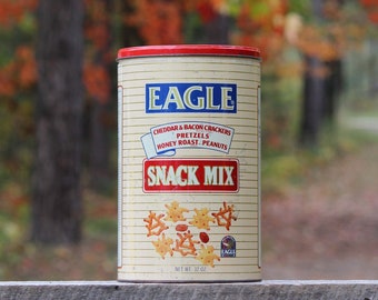 Puszka na przekąski Vintage Eagle Snack Mix, 32 uncje, wyprodukowana przez Anheuser-Busch, kolekcjonerska puszka do przechowywania, puszka do przechowywania, reklama vintage