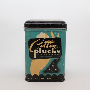 Vintage Cotton Plucks for Manicure Tin, A Sentinel Product, Retro Beauty, Vintage Cosmetics