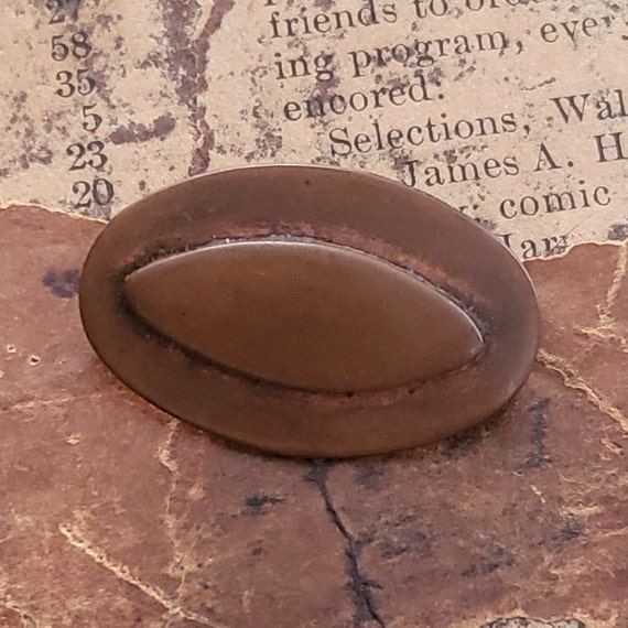 Vintage Solid Copper Oval Brooch - image 1