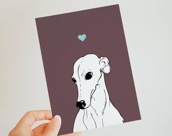 Greyhound A6 Card - card for dog lovers - blank inside - cute - greetings card - whippet - independent artist