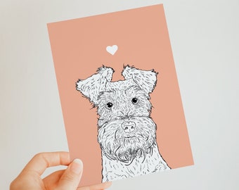 Miniatuur Schnauzer A6 kaart - blanco binnenin - schattige hondenkaart - kaart voor hondenliefhebbers - wenskaart - voor hem of haar - terriër - elke gelegenheid