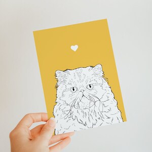 Carte chat persan A6 - intérieur vierge - mignon - chat à poil long - carte pour les amoureux des chats - chaton - moggie - artiste indépendant - toutes les occasions