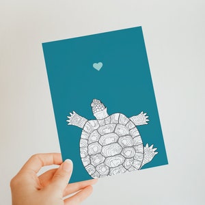 Schildpad A6-kaart - schildpad - blanco binnenkant - schattig - wenskaart - reptielkaart voor liefhebbers van schildpadden