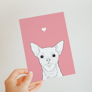 Cartão A6 Chihuahua - cartão fofo - em branco por dentro - cartão para amantes de cães - cartão de felicitações - artista independente - para ele ou ela - cachorro de brinquedo
