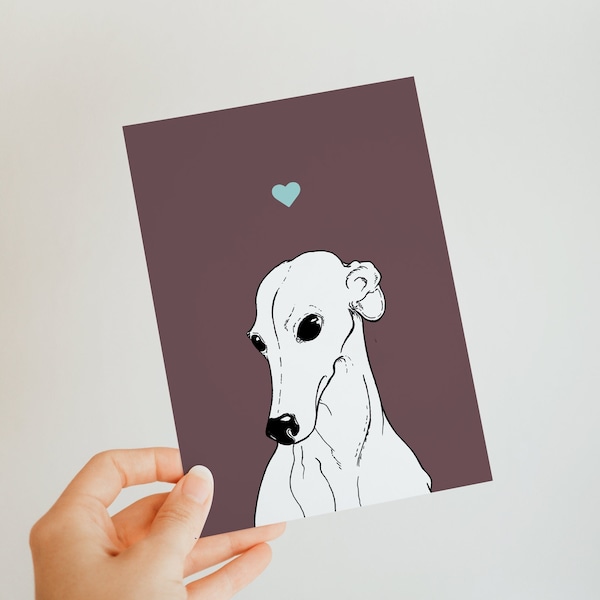 Greyhound A6 Card - card for dog lovers - blank inside - cute - greetings card - whippet - independent artist