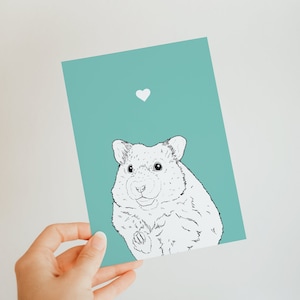 Tarjeta de hámster A6 - tarjeta para amantes de las mascotas - interior en blanco - linda - amante de los animales - para él o ella - cualquier ocasión - interior en blanco