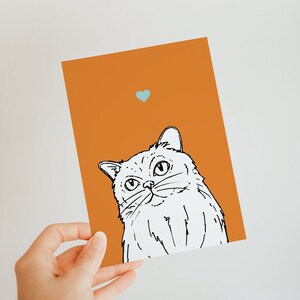 Biglietto Fluffy Cat A6 - simpatico gatto - interno vuoto - biglietto per amanti dei gatti - gattino - micio - per ogni occasione - artista indipendente