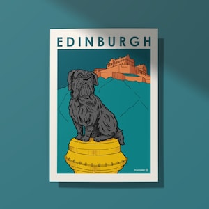 Greyfriars Bobby Edinburgh A4 Print - Skye Terrier - dog - print - artwork - gift for dog lovers - pet - independent artist - Scotland - pup